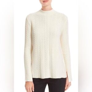 Theory‎ Friselle Plumose Wool Blend Mock Neck Sweater Cream L Quiet Luxury